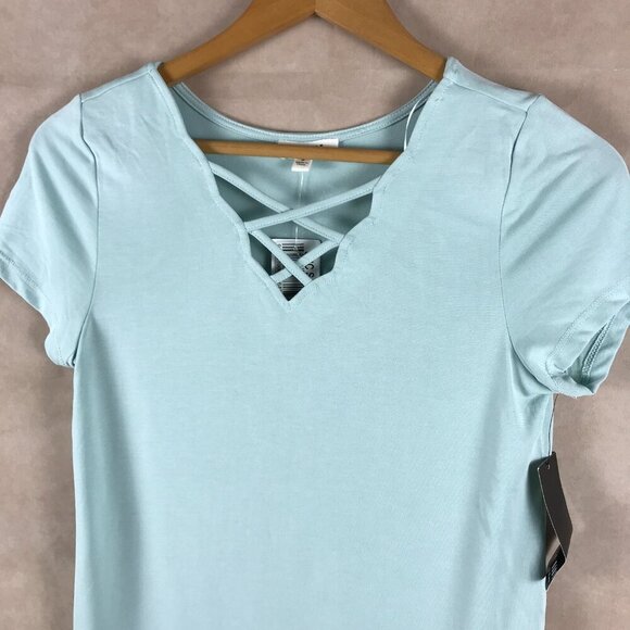 One Hart Baby Blue Soft Criss-Cross Tee NWT SMALL - Picture 5 of 5